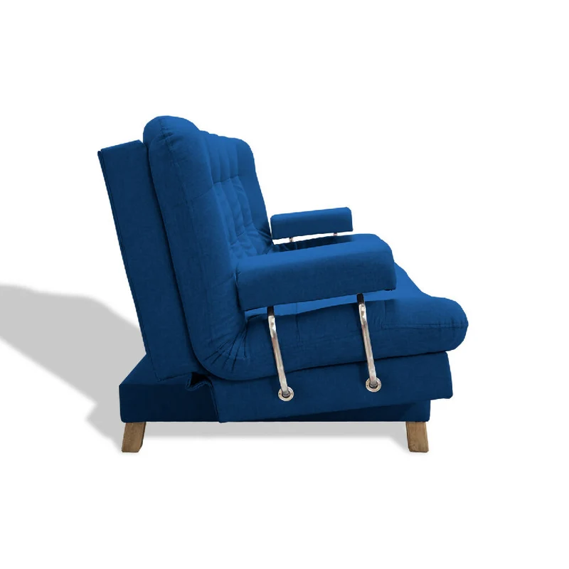Sofá Cama Brunner 3 Posiciones con Brazos Extraíbles Azul Petróleo + Cojines Decorativos