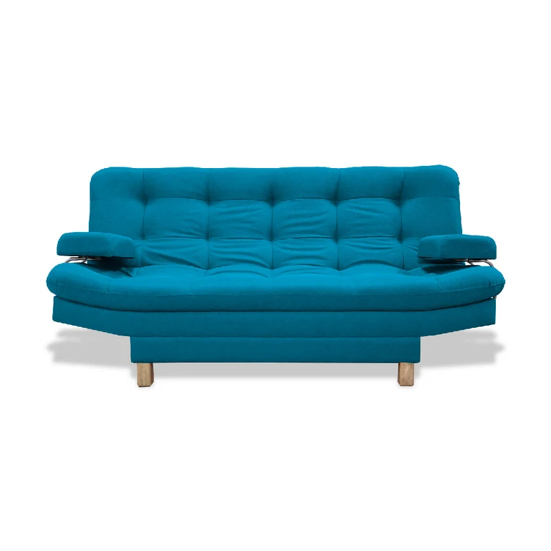 Sofá Cama Brunner 3 Posiciones con Brazos Extraíbles Turquesa + Cojines Decorativos