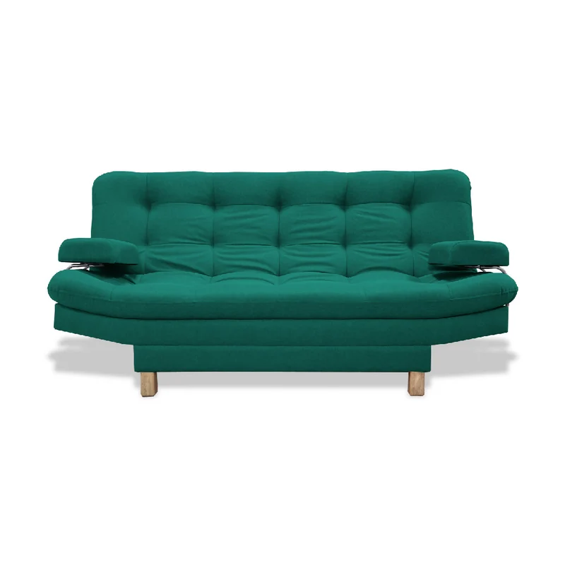 Sofá Cama Brunner 3 Posiciones con Brazos Extraíbles Verde + Cojines Decorativos
