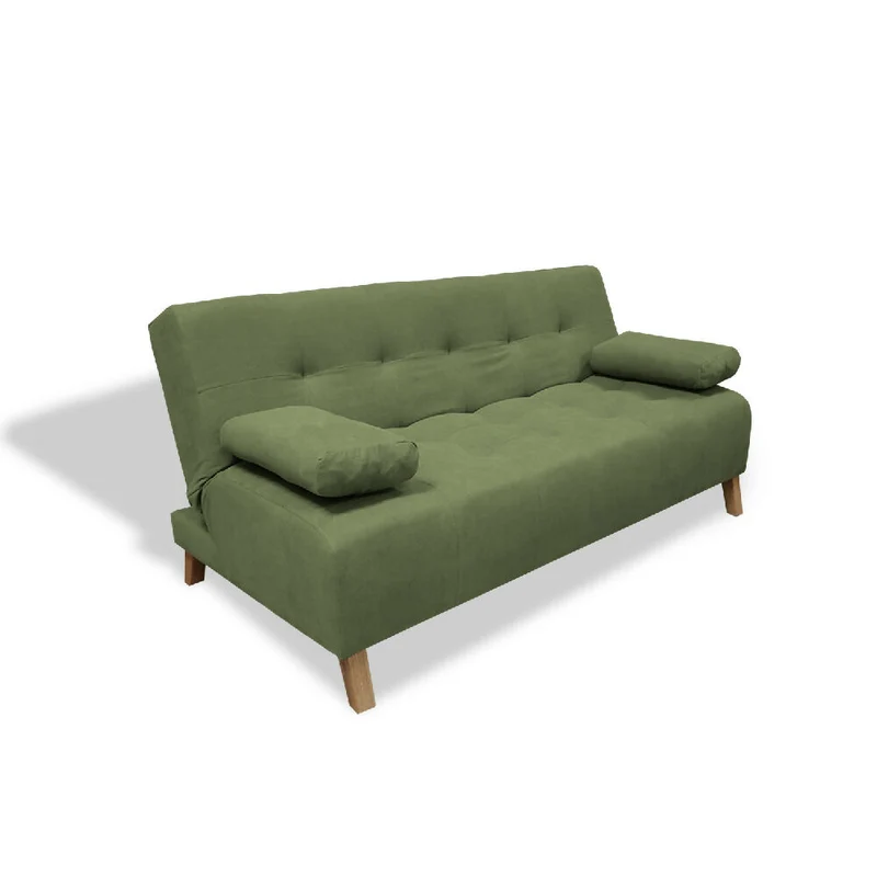 Sofá Cama Egli 3 Posiciones Reclinable Verde + Cojines