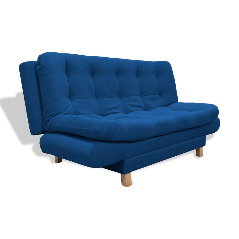 Sofá Cama Lehmann 3 Posiciones Reclinable Azul Petróleo + Cojines Decorativos