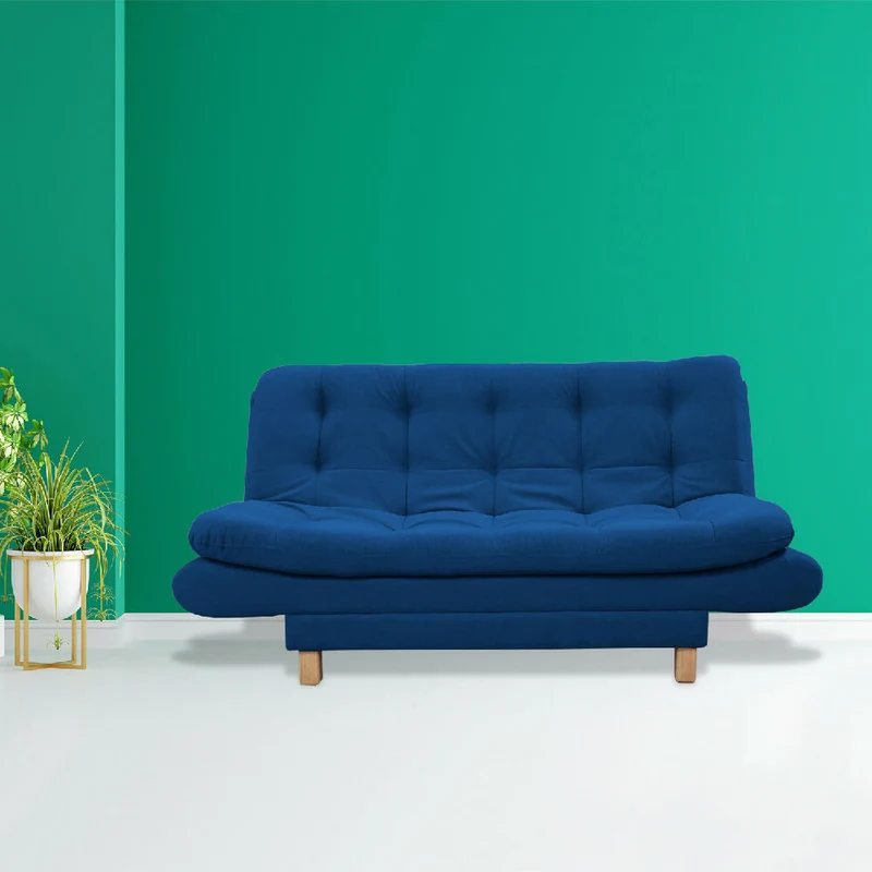 Sofá Cama Lehmann 3 Posiciones Reclinable Azul Petróleo + Cojines Decorativos