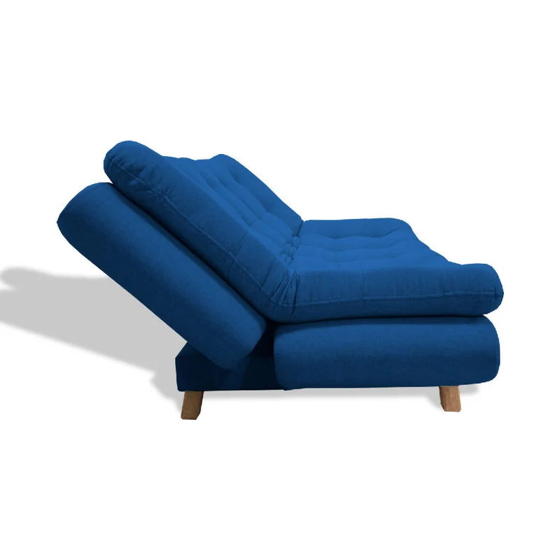 Sofá Cama Lehmann 3 Posiciones Reclinable Azul Petróleo + Cojines Decorativos
