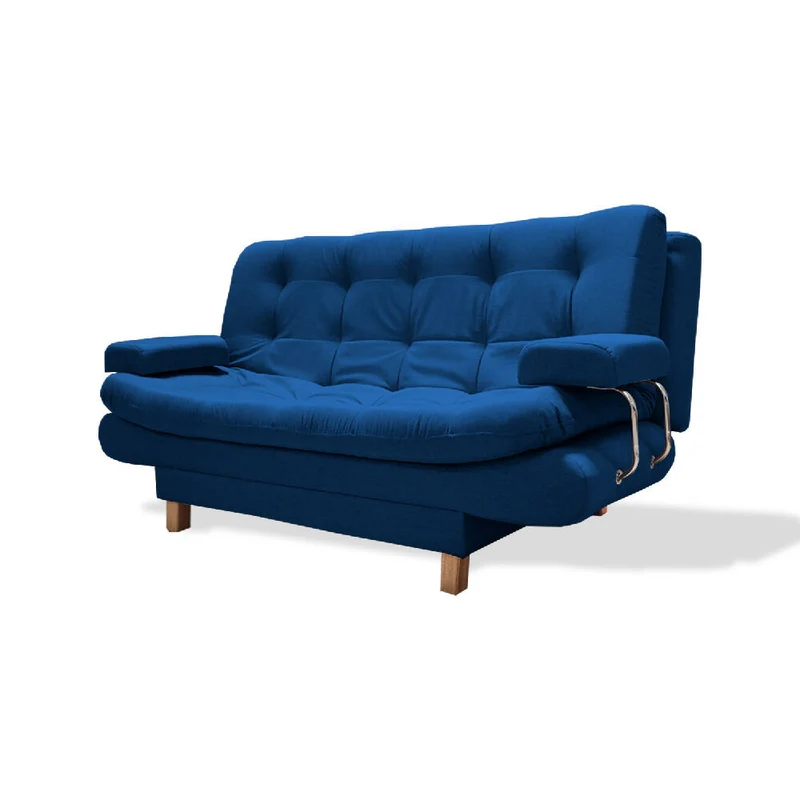 Sofá Cama Marti 3 Posiciones con Brazos Extraíbles Azul Petróleo + Cojines