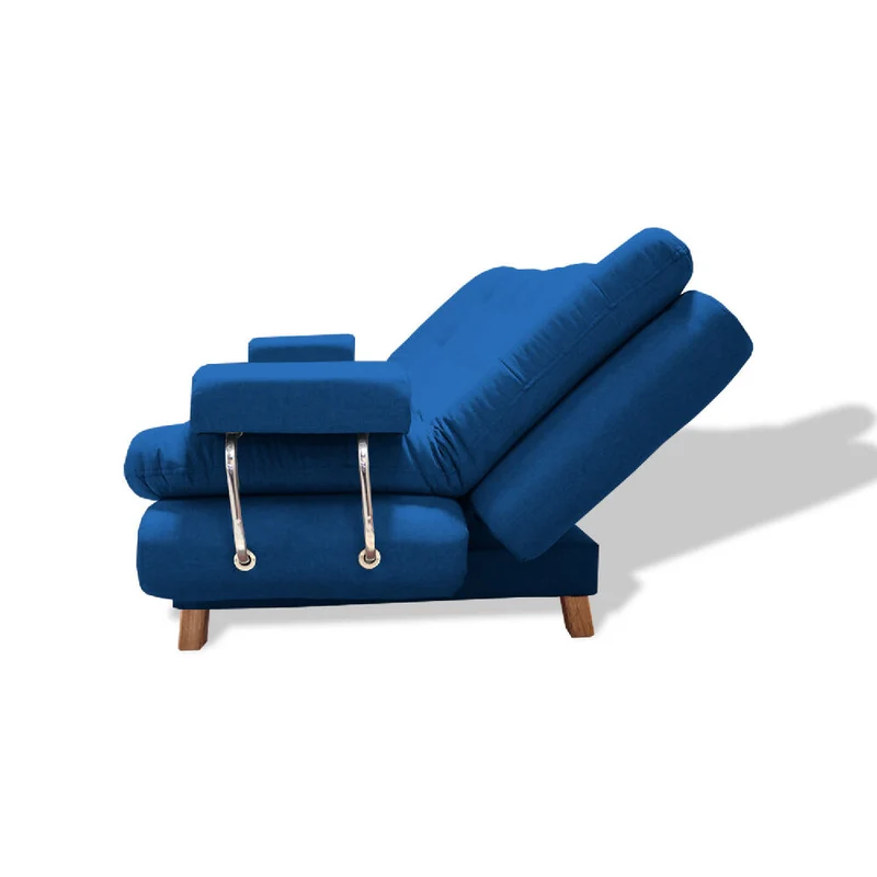Sofá Cama Marti 3 Posiciones con Brazos Extraíbles Azul Petróleo + Cojines