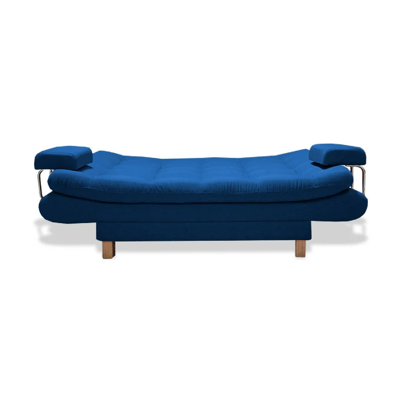 Sofá Cama Marti 3 Posiciones con Brazos Extraíbles Azul Petróleo + Cojines