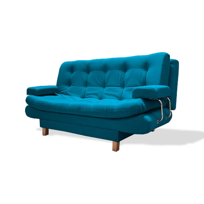 Sofá Cama Marti 3 Posiciones con Brazos Extraíbles Turquesa + Cojines