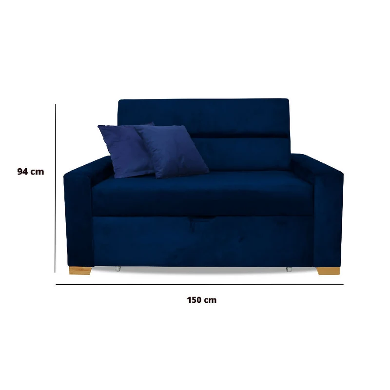 Sofá Cama Vogel Multifuncional Carrito Azul Petróleo + Cojines Decorativos