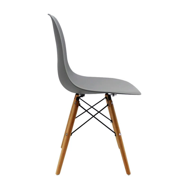 Kit por 4 Sillas Eames Patas en Madera para Comedor, Sala, Restaurante - Gris