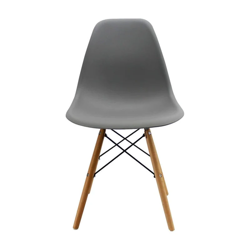 Kit por 4 Sillas Eames Patas en Madera para Comedor, Sala, Restaurante - Gris