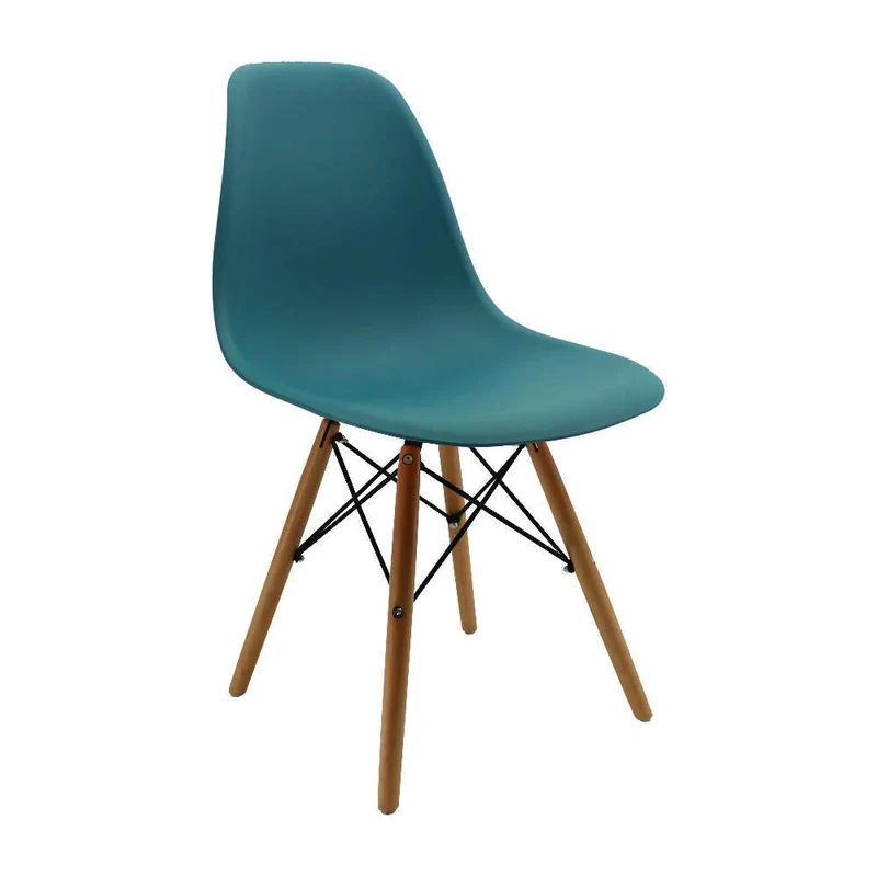 Silla Eames Patas en Madera para Comedor, Sala, Restaurante - Azul Petróleo