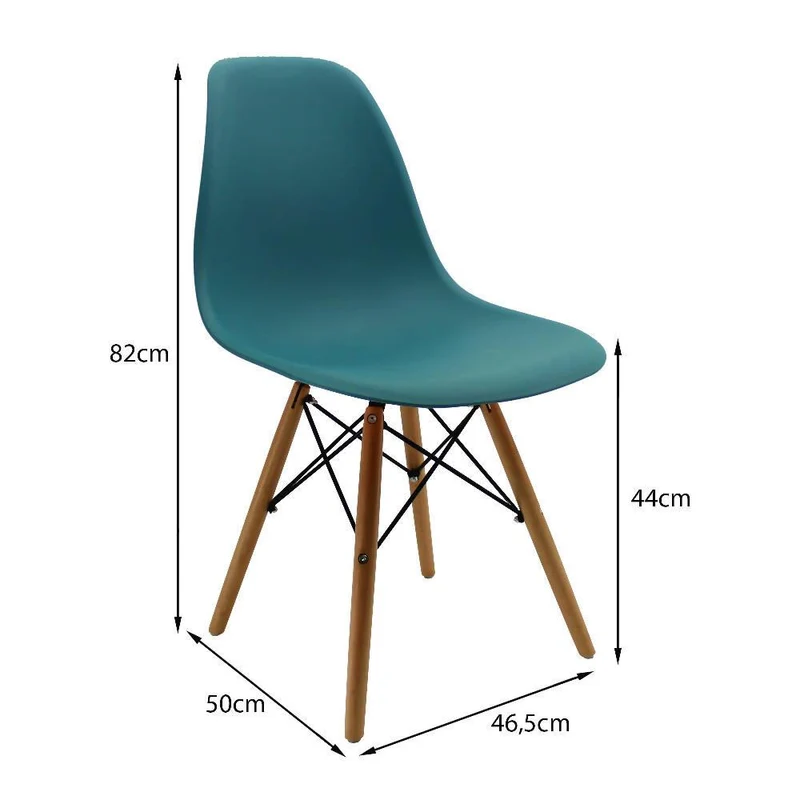 Silla Eames Patas en Madera para Comedor, Sala, Restaurante - Azul Petróleo