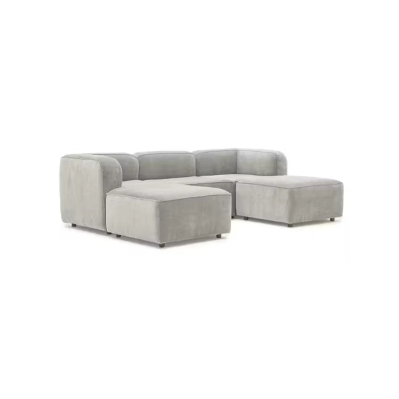 Sofá con Puff Bocelli 4 Puestos Gris Tela Pet Friendly 260x85x75