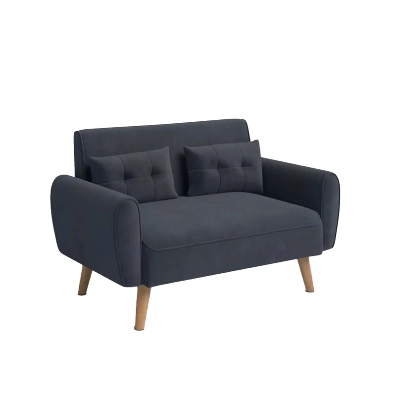 Sofá Yiandro 2 Puestos Gris Terciopelo Premium 120x65x75