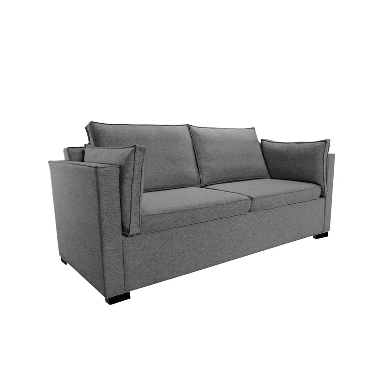 Sofá Misael 3 Puestos Gris Tela Anti Fluidos 200x90x85