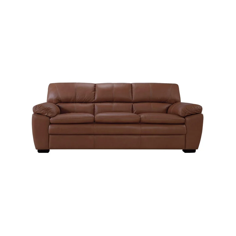 Sofá Guifre 3 Puestos Marrón Cuero Sintético 230x90x90