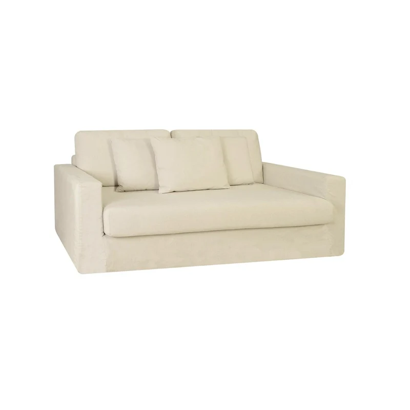 Sofá Guim 3 Puestos Beige Terciopelo Premium 220x90x70