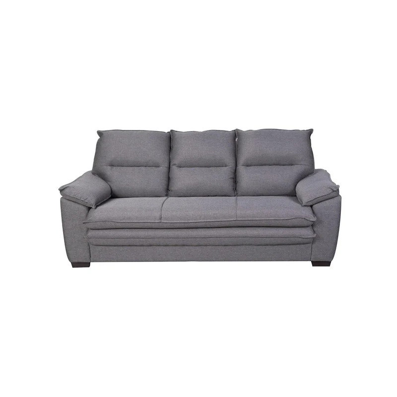 Sofá con Puff Giorgio 3 Puestos Gris Terciopelo Premium 160x90x90