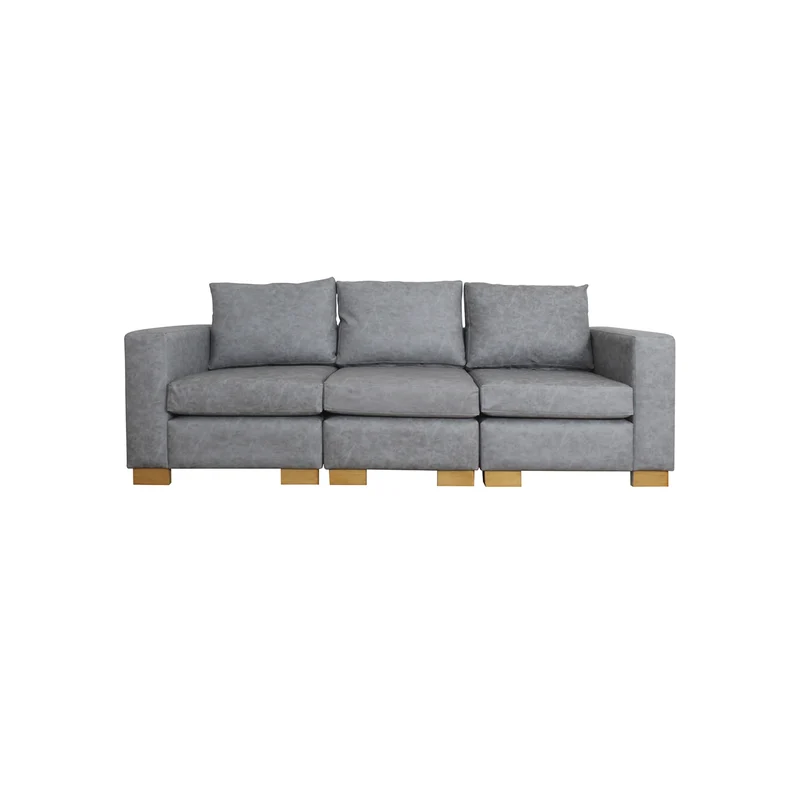Sofá Grober 3 Puestos Gris Tela Anti Rasguños 230x90x90