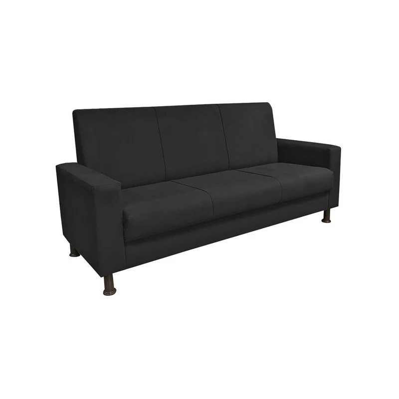 Sofá Lucián 2 Puestos Negro Terciopelo Premium 170x70x75