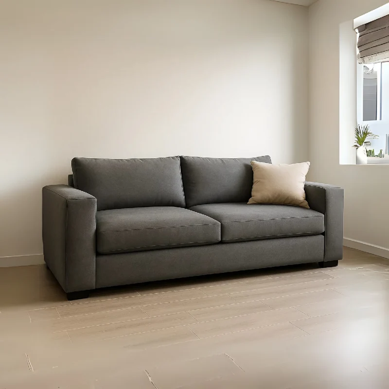 Sofá King 3 Puestos Gris Tela Anti Fluidos 200x90x80