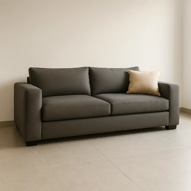 Sofá King 3 Puestos Gris Tela Anti Fluidos 200x90x80