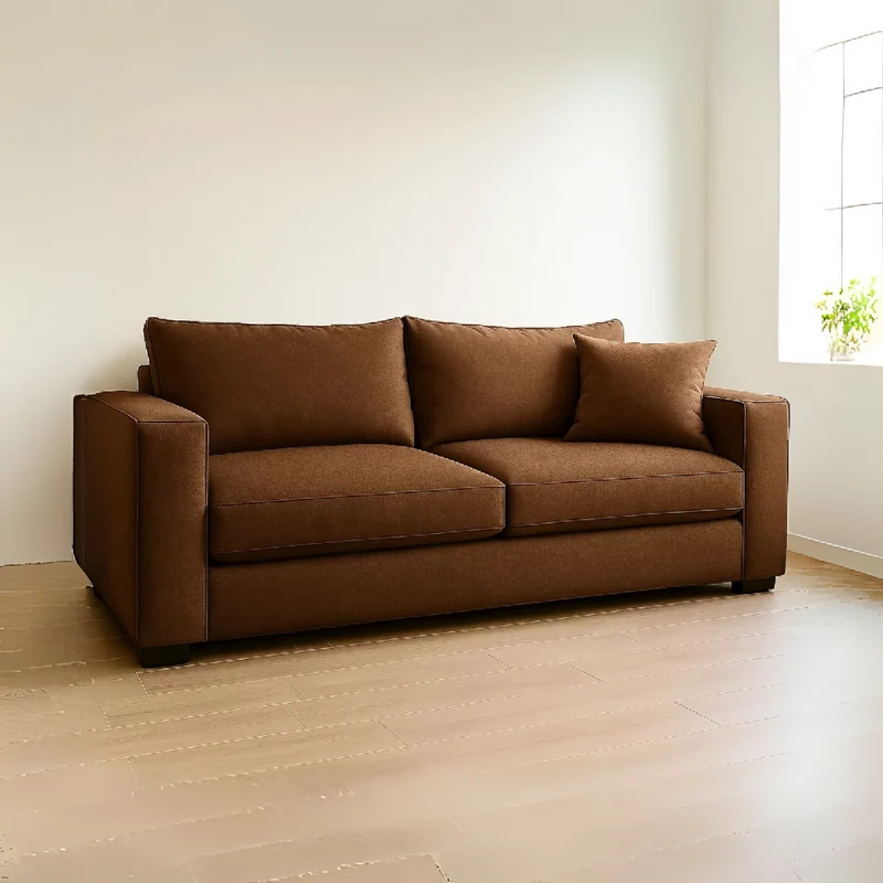 Sofá King 3 Puestos Marrón Tela Anti Fluidos 200x90x80