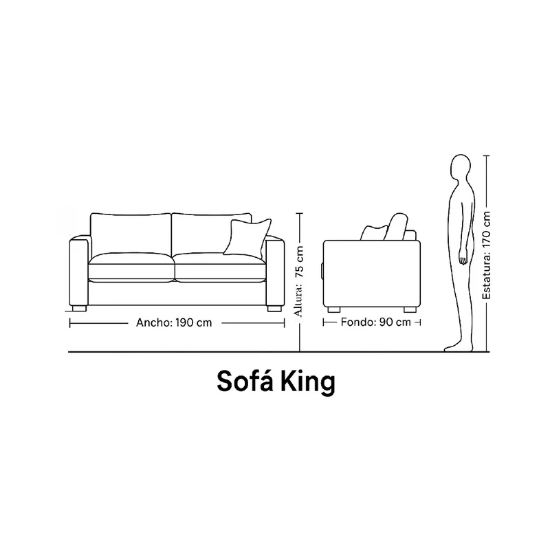 Sofá King 3 Puestos Marrón Tela Anti Fluidos 200x90x80