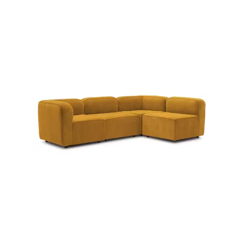 Sofá con Banqueta Bocelli 4 Puestos Amarillo Tela Pet Friendly 260x85x75