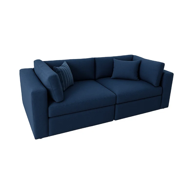Sofá Emperador 3 Puestos Azul Tela Pet Friendly 200x95x81