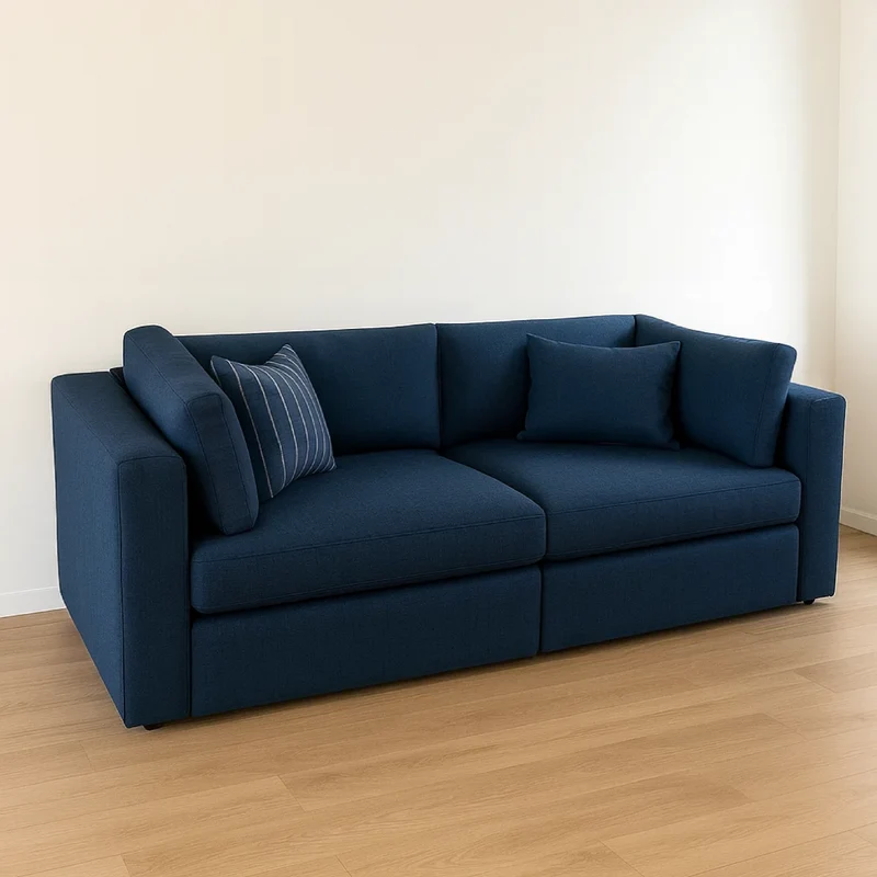 Sofá Emperador 3 Puestos Azul Tela Pet Friendly 200x95x81
