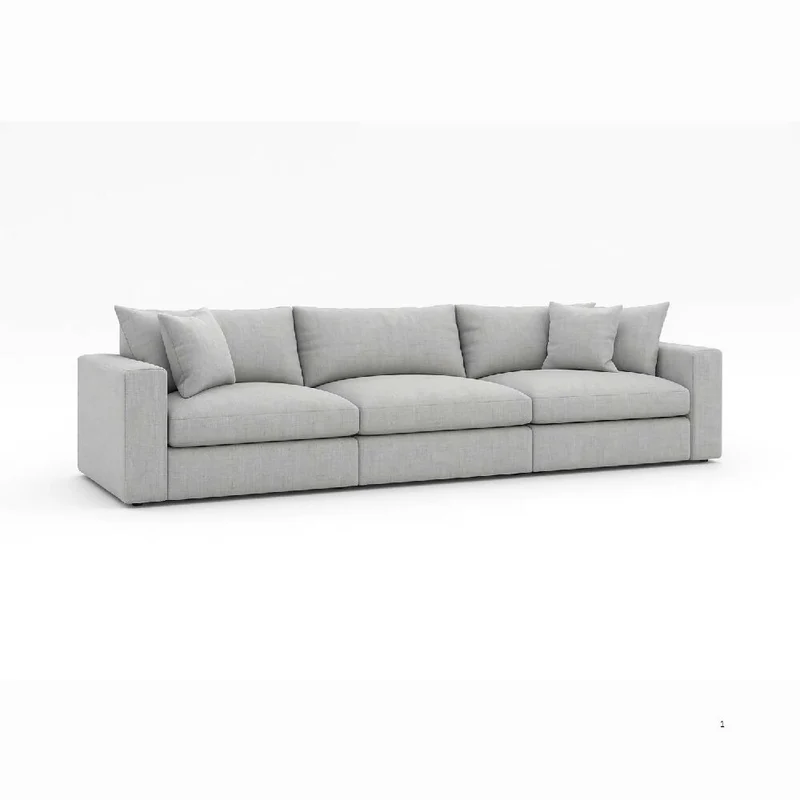 Sofá Emperador 5 Puestos Modular Gris Plata Tela Anti Fluidos 300x95x85
