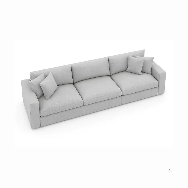 Sofá Emperador 5 Puestos Modular Gris Plata Tela Anti Fluidos 300x95x85