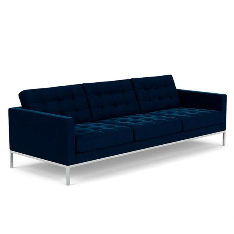 Sofá Florencia 3 Puestos Azul Terciopelo Anti Fluidos 230x88x80