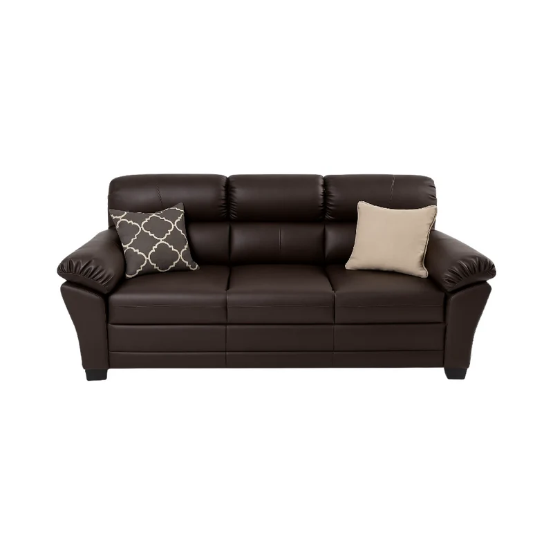 Sofá Diamond 3 Puestos Marrón Cuero Sintético 180x85x85