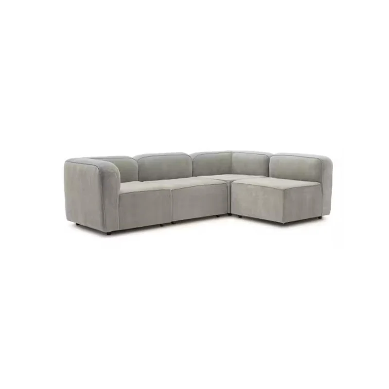 Sofá con Banqueta Bocelli 4 Puestos Gris Tela Pet Friendly 260x85x75