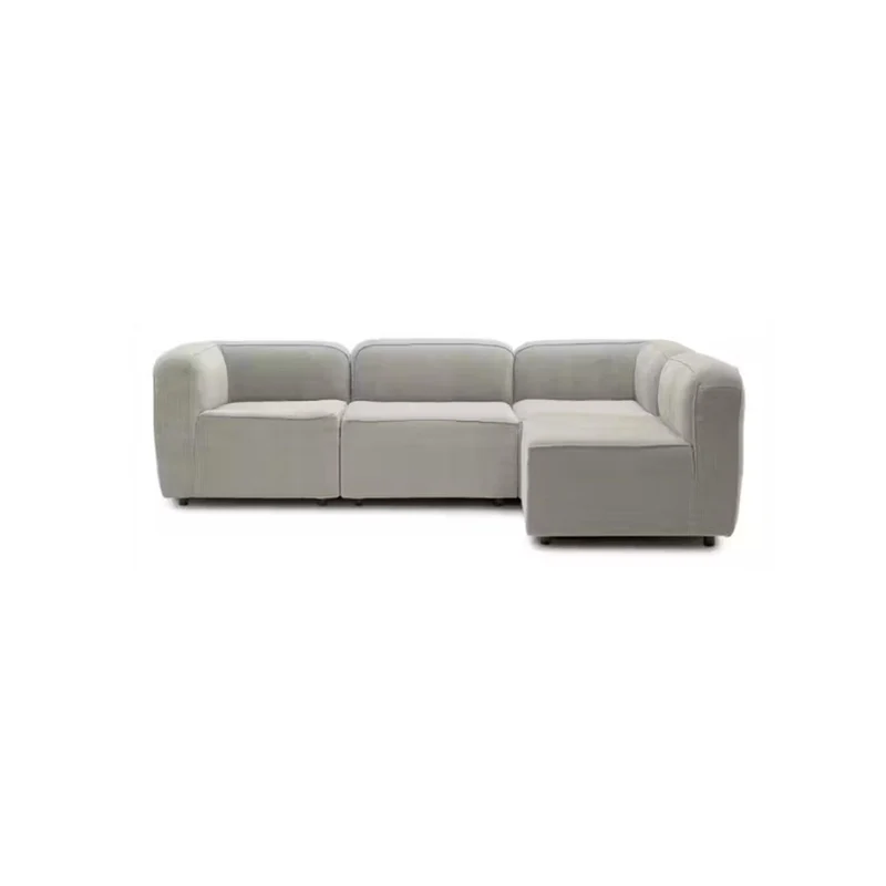 Sofá con Banqueta Bocelli 4 Puestos Gris Tela Pet Friendly 260x85x75