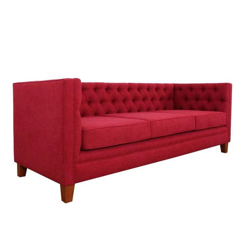 Sofá Patrica 3 Puestos Rojo Tela 207x80x80