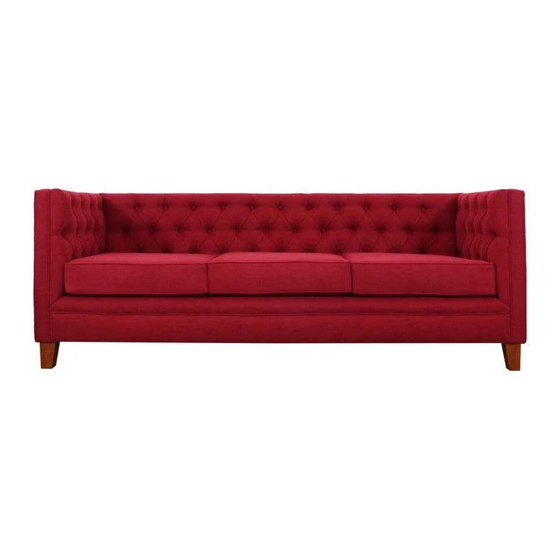 Sofá Patrica 3 Puestos Rojo Tela 207x80x80