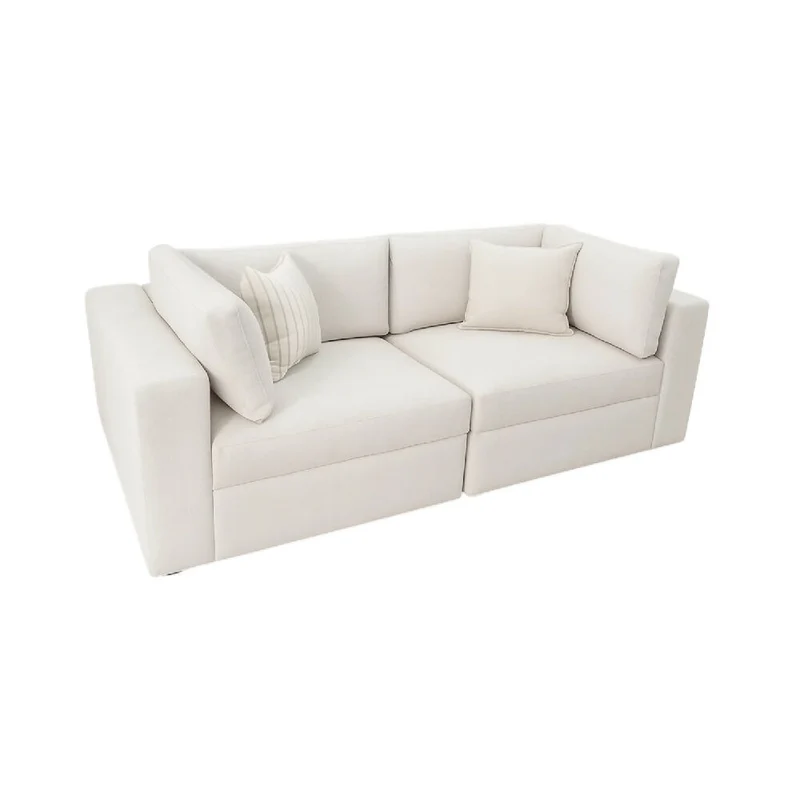 Sofá Emperador 3 Puestos Blanco Modular Tela Pet Friendly Antifluidos 200x95x81