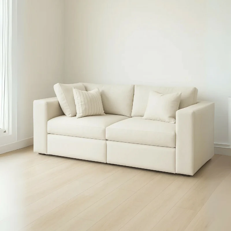 Sofá Emperador 3 Puestos Blanco Modular Tela Pet Friendly Antifluidos 200x95x81