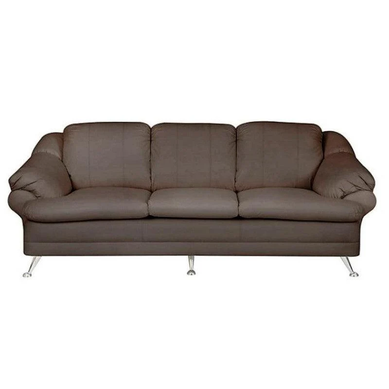 Sofá Eudis 3 Puestos Marrón Cuero Sintético 185x85x80