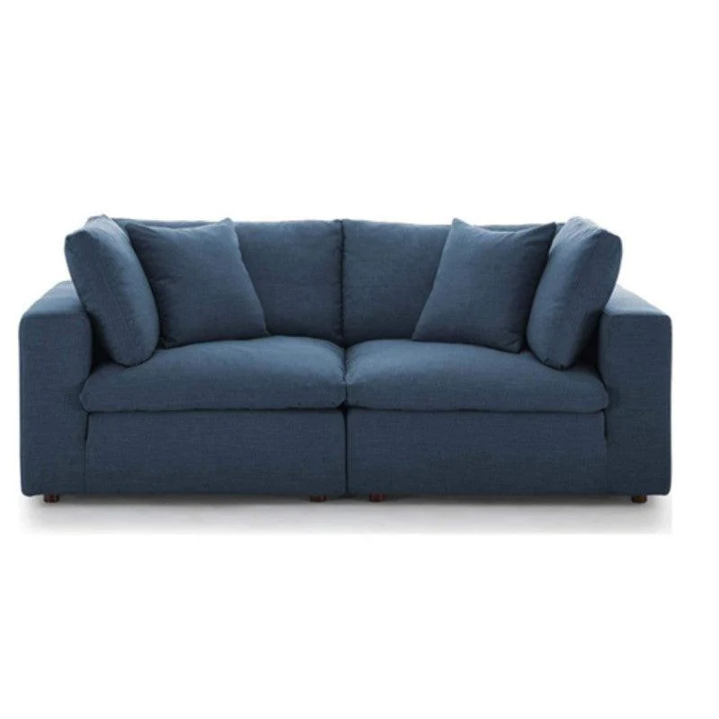 Sofá Emperador Puestos Azul Tela Anti Fluidos 200x85x85