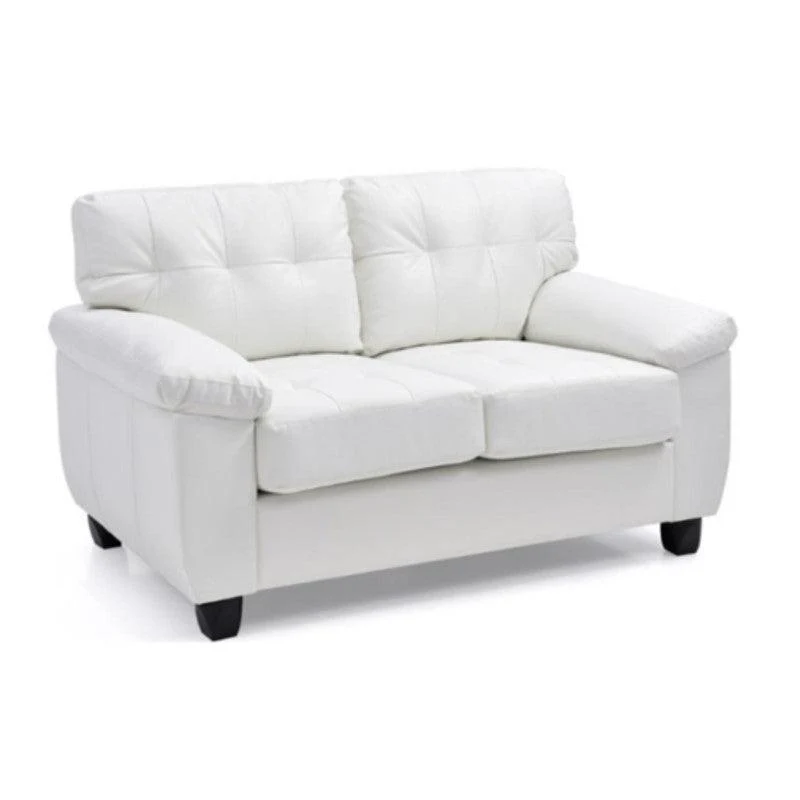 Sofá Budapest 2 Puestos Blanco Cuero Sintético 150x88x80