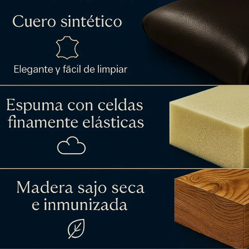 Juego de Sala Sacha 3-2 Cuerpos Tela Antifluidos y Cuerina Marrón