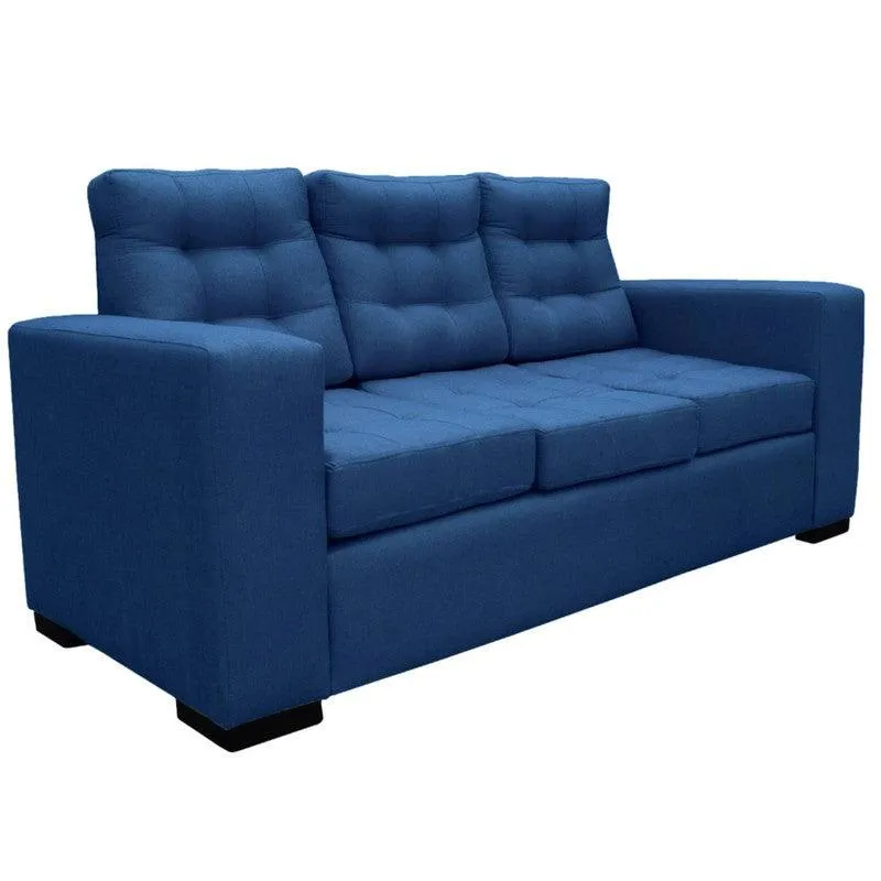 Sofá Isa 3 Puestos Azul Tela Anti Fluidos 190x85x95