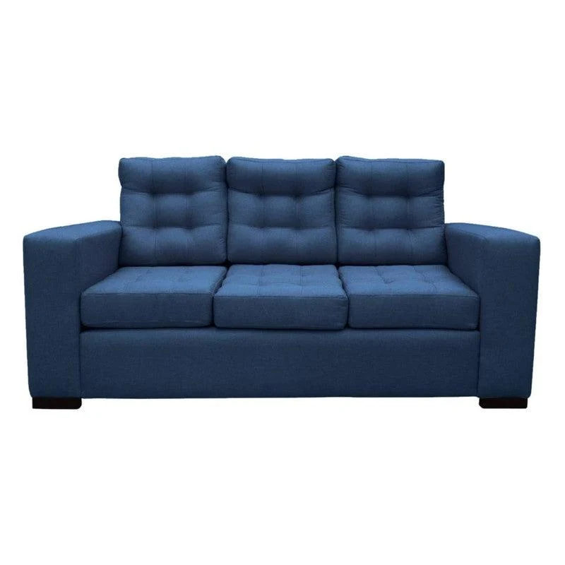 Sofá Isa 3 Puestos Azul Tela Anti Fluidos 190x85x95
