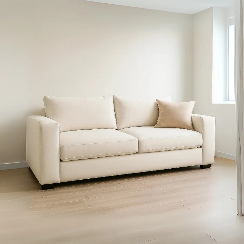 Sofá King 3 Puestos Blanco Cuero Sintético 190x90x75