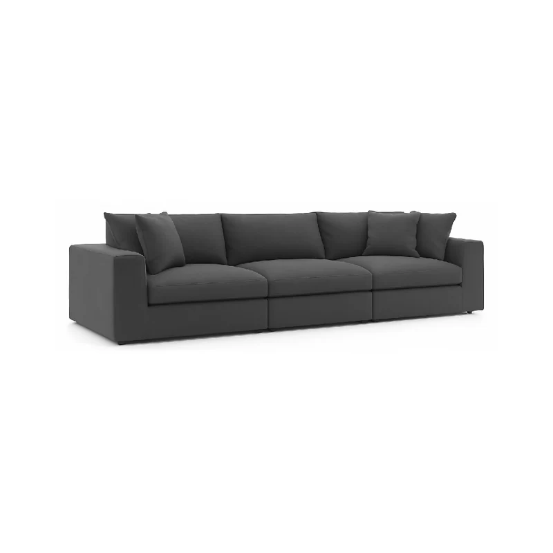 Sofá Emperador 5 Puestos Gris Terciopelo 300x95x85