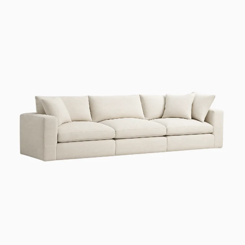 Sofá Emperador 5 Puestos Blanco Tela Anti Fluidos 300x95x85